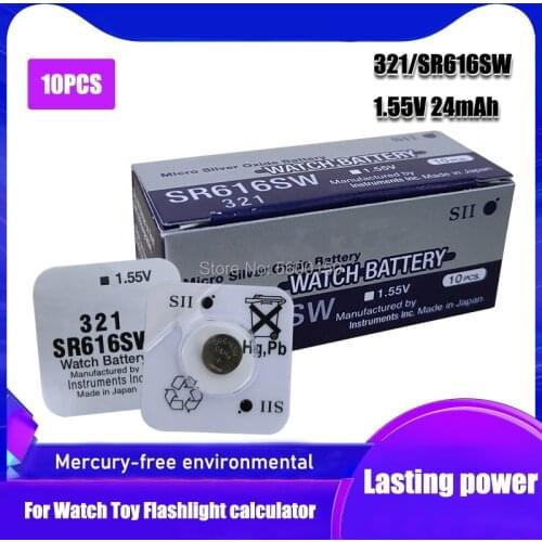 10Pcs FOR SEIZAIKEN 321 100% Original Silver Oxide Watch Battery LONG LASTING SR616SW V321 GP321 JAPAN Made Watch Battery