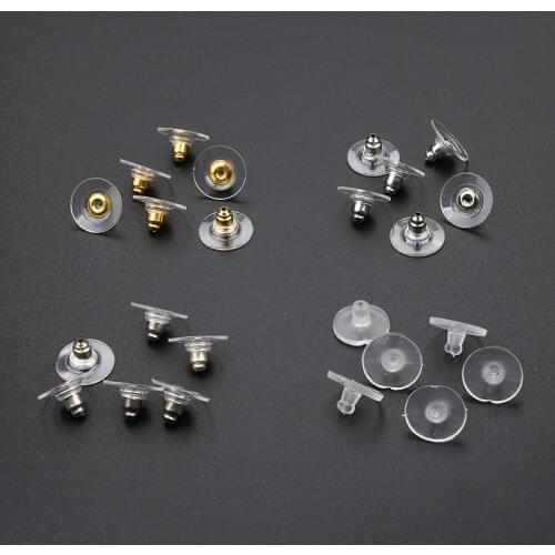 100pcs/lot Silicone Round Earring Backsilicone Round Earring Back Stoppers for DIY Earring Jewelry Findings