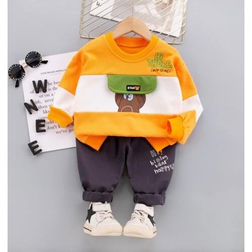 2021 Spring Autumn Baby Boys Clothes Sets Toddler Girls Cotton Cartoon Tops+Pants 2Pcs/Sets Kids Infant Casual Tracksuit