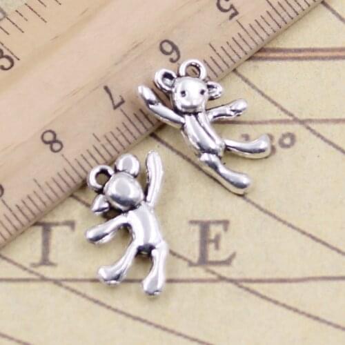 20pcs Charms Bear 13x18mm Tibetan Bronze Silver Color Pendants Antique Jewelry Making DIY Handmade Craft Pendant Findings