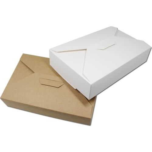 25Pcs/ Lot 19.5*12.5*4cm White Kraft Paper Gift Pack Boxes For Party Candy Chocolate Craft Storage Paper Decoration Package Box