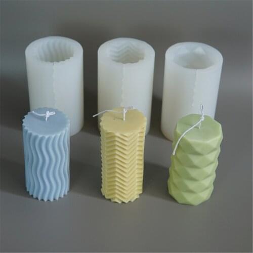 3 Styles Cylindrical Candle Mould Silicone Geometric Modern DIY Homemade Craft Tool