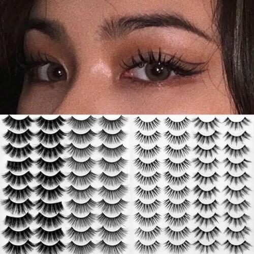 3D Real Mink Eyelashes Natural False Eyelashes Mink Lashes Soft Curling Thick Eyelash Extension Makeup False Eyelashes 20 Pairs
