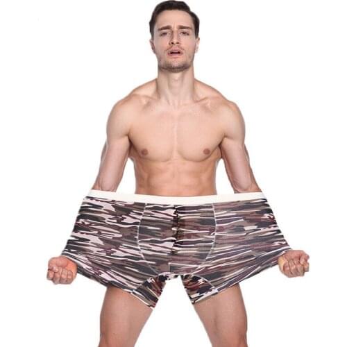 6XL Plus Size 2Pcs Mens Long Leg Underpants Sports Boxer Shorts Underwear Crotch Protection Camouflage Pattern 95% Cotton