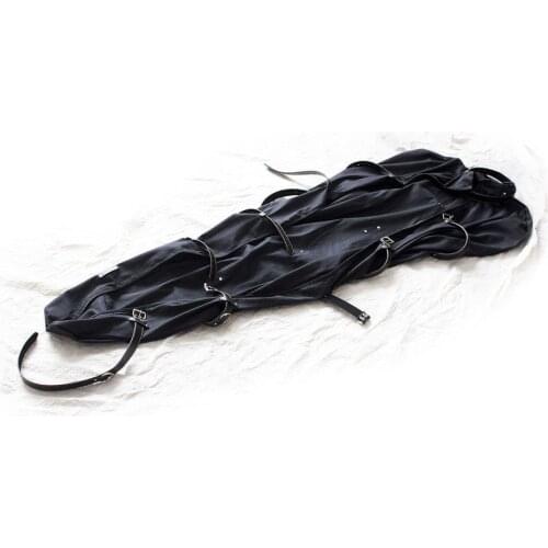 Full Body Sex Bondage Canvas Sleep Sack Bag and Faux Leather Restraint Straps Mummification Fetish Sex Products