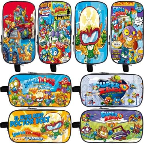 Anime Super Zings Pen Bag Cartoon Pencil Case Kids Double Layer Superzings Pencil Box Boys Girls Students Stationery Storage Bag