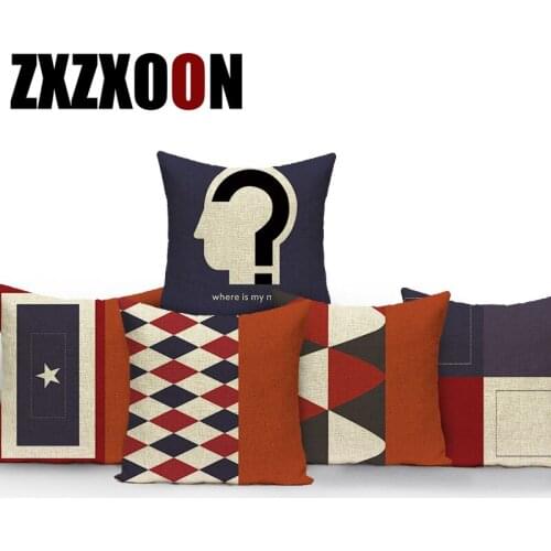 Polyester Decorative Pillows Geometric Flag Pattern Sofa Cushion Cover for Living Room Capa De Almofadas Pillowcase