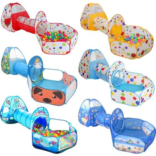 Childrens Ball Pool Piscina De Bolas Play Tent Crawling Tunnel Throwing Basketball Pool 3 In 1 Small Combination Foldable Pool