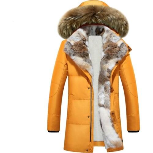 Long Hooded Parkas Men Thick White Duck Down Warm Couple Winter Jacket Plus Size 5XL Fur Collar Overcoats parkas hombre invierno