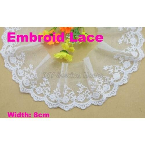 8cm width Cotton embroid lace sewing ribbon guipure trim or fabric warp knitting DIY Garment Accessories free shipping#3348
