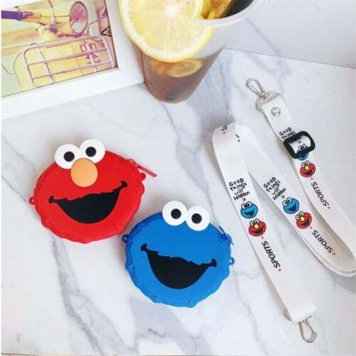Sesame Street ELMO and COOKIE MONSTER Wallets Coin ID Card Holder Purses Lanyard Shoulder/Messenger Bags Cartoon Anime Wallet