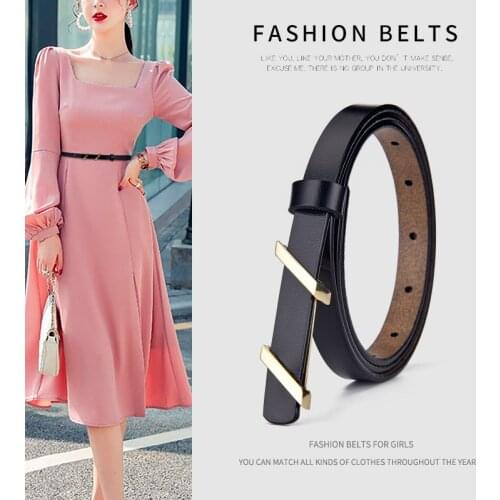Fashion Women Belt Genuine Leather Belts Luxury Designer High Quality Hot Style Ladies Belt Simple Teen Student Belt Width 1.4cm