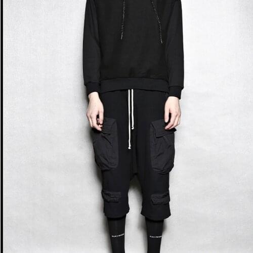 Menswear RO dark bag bag bag function cone-shaped pants, loose crotch Harem pants