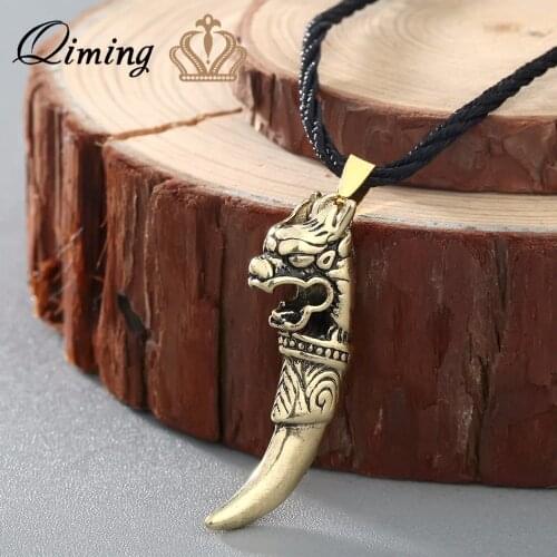 2020 Punk Fashion Brave Men Wolf Tooth Spike Pendant Necklaces Men Personality Male Necklace Jewelry for Friends Gift