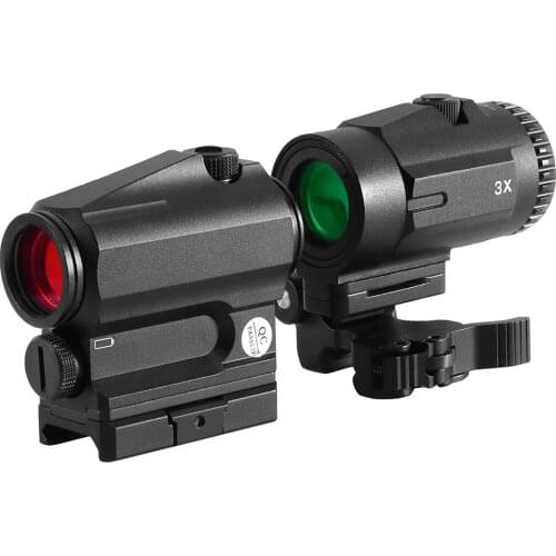 SPARC 1X22 Red Dot Sight 3X Magnifier Combo Holographic Optical Rifle Scope with 20mm Slide Rail Mount QD for Hunting