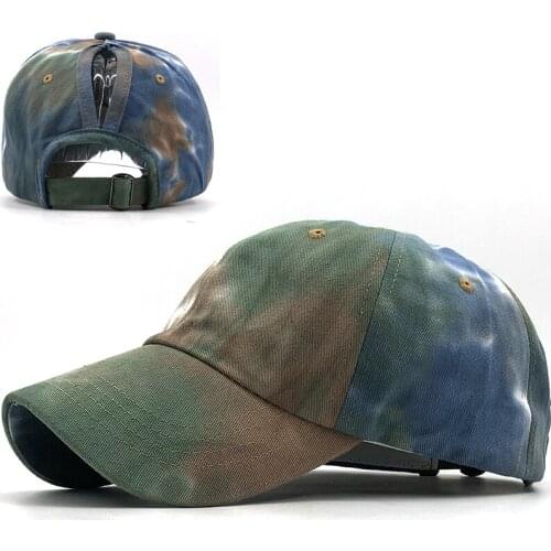 Simple Cotton Spring Summer Autumn Tie Dye Ponytail Baseball Cap For Women Street Hip Pop Graffiti Snapback Hat Fishing Caps