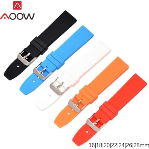 Universal Silicone Watchband 16 18mm 20mm 22mm 24mm 26mm 28mm Rubber Waterproof Sport Men Women Bracelet Strap Band Accessories