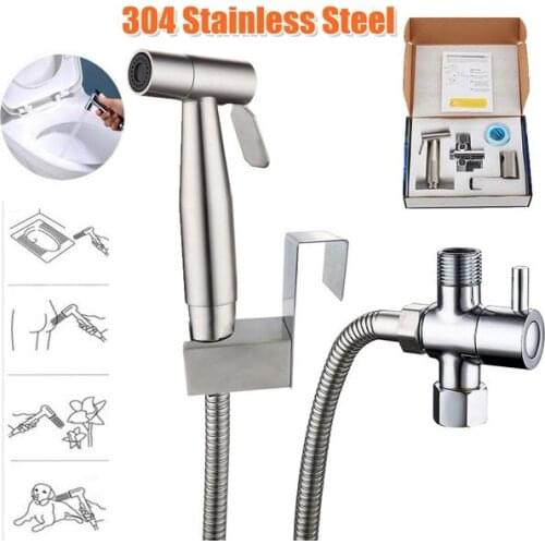 WUJIE Handheld Toilet Bidet Sprayer Set Stainless Steel Bidet Faucet for Bathroom Hand Held spray Shower Head Cleaning Shower