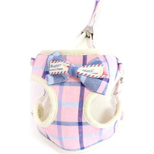 Small Puppy Cat Harness Dog Plaid Harnesses Leash Set For Chihuahua Pug Small Medium Dogs Cats Kitten Accessories