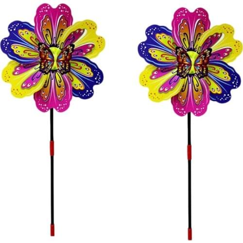 3D Butterfly Flower Windmill Multicolor Butterfly Flower Windmill Colourful Wind Spinner Garden Yard Decoration Kids Toy