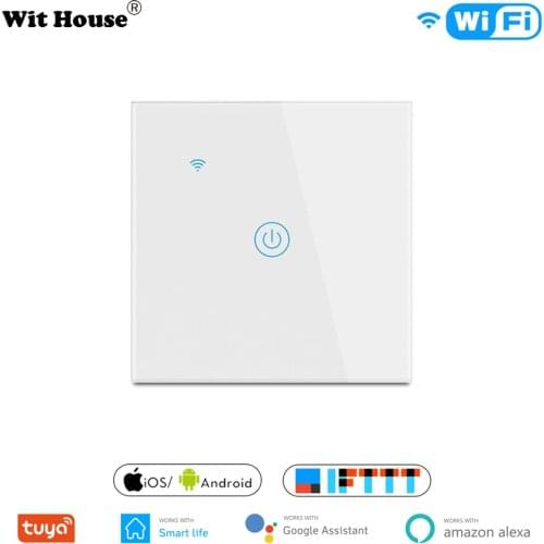 Tuya Smart Wifi Touch Light Switch EU 220V, No Neutral Wire Required Wall Switch 1/2/3/4 Gang, Compatible with Alexa Google Home