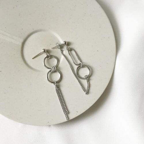 925 Silver Double Circle Tassel Earrings For Women Jewelry 100% Sterling Silver Multi Little Circles boucle d'oreille femme 2018