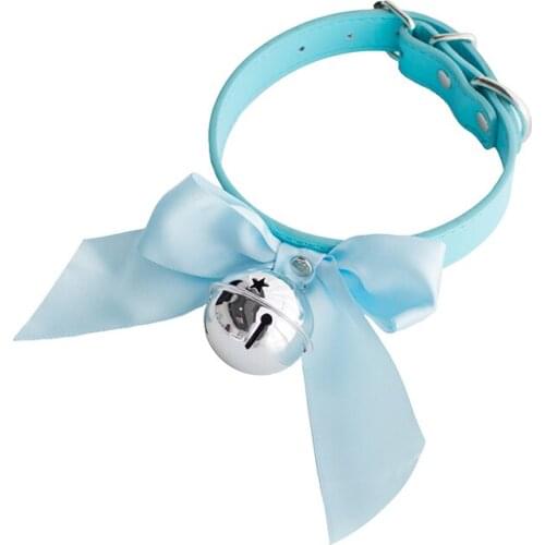 Harajuku Lolita Women Bell Choker Japanese Gothic Punk Cosplay Rock Collar Girls Buckle Anime Black Leather Sexy Lace Necklace