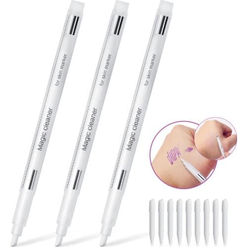 1 Set 3pcs Eyebrow Design Remove Skin Marker Pen Magic Eraser Remover Brush Scribe Tool with Replacement Head Tattoo accesories