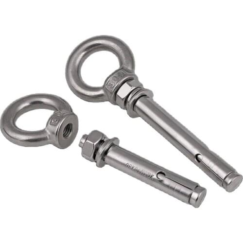 304 Stainless Steel Expansion Screw Hook Eyebolt Expansion Bolt Loop Swing Hook M6 M8 M10-M20 1pcs