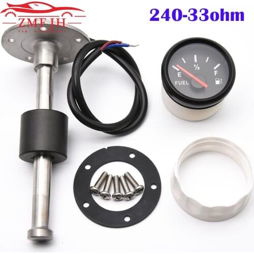 52mm Auto Fuel Level Gauge 240-33ohm Fuel Level Sensor 100 200 250 300 350 450mm Fuel Sender Unit Car Gauge for Car Boat Yacht