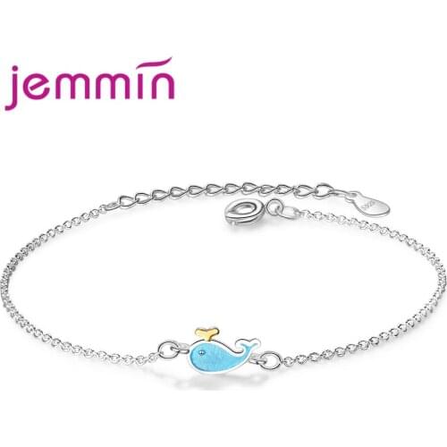 Elegantment Hot Sale Animal Dolphin Shape 925 Sterling Silver Resizable Bracelet For Loverly Woman Girls Festival Gift