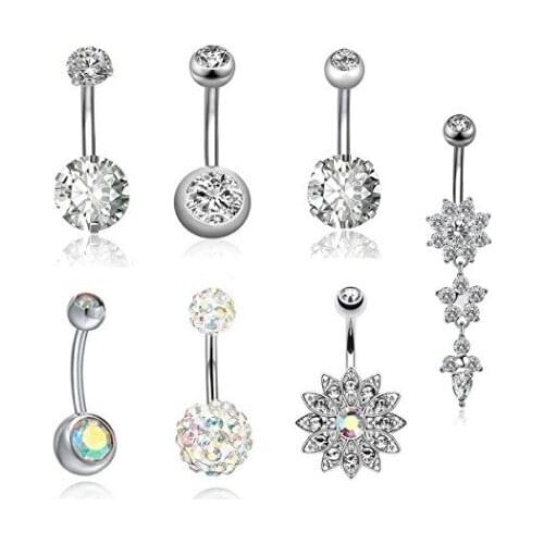 European and American exquisite AB color belly button nail zircon belly button ring soft pottery ball set combination