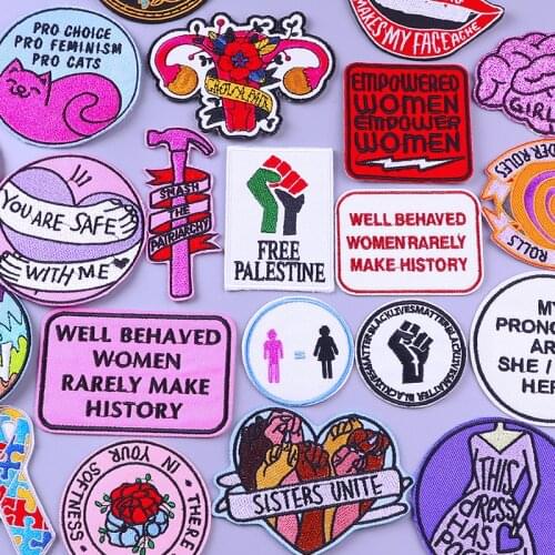 Feminist Embroideried Patches For Clothing DIY Iron On Patches On Clothes T-Shirts Letter Badges for Backpack Cartoon Stickers