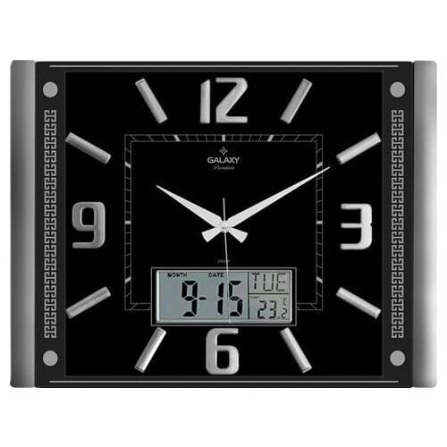 Galaxy T-711-S Premium Thermometer and Calendar Wall clock Silver Wall clock