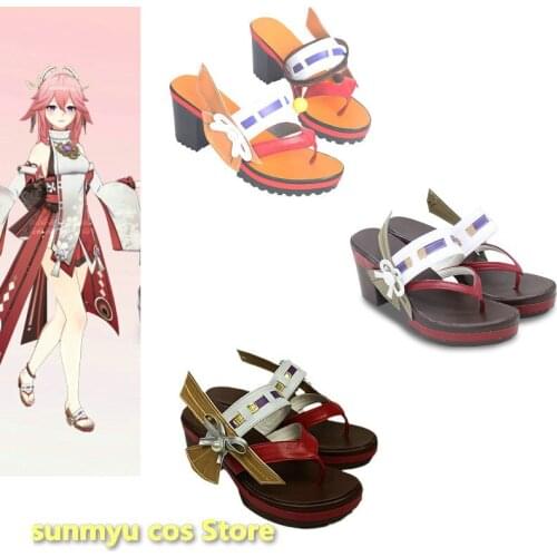 Game Genshin Impact Yae Guuji Shoes Cosplay Custom Size Halloween