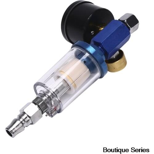 Spray Paint Gun Kit Air Regulator Gauge & In-line Air Oil Water Separator Filter