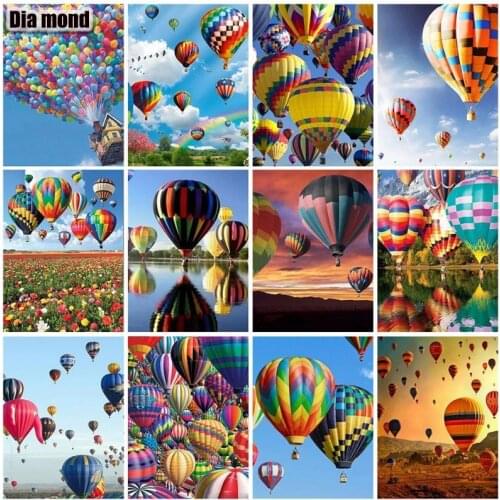 Colorful Air Balloon Diamond Painting 5D DIY Full Square Diamond Embroidery Landscape Mosaic Handicraft Wall Art Home Decor