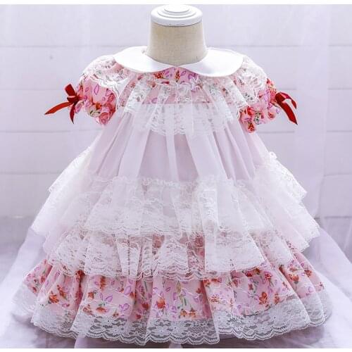 Lolita Lace Newborn Christening Princess Wedding Toddler Birthday Party Child Baptism Baby Girl Clothes Summer Dresses Vestidos