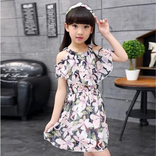 2020 Girl Dresses Chiffon Cute Dress Bohemian Holiday Dress For Girls Floral Dresses Kids Summer Clothes For Mother And Daughter