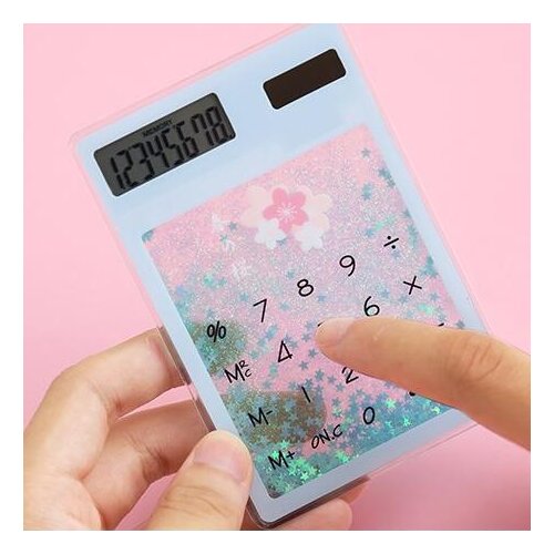 Creative quicksand cute calculator transparent calculator solar energy calculator student portable touch mini Solar calculator