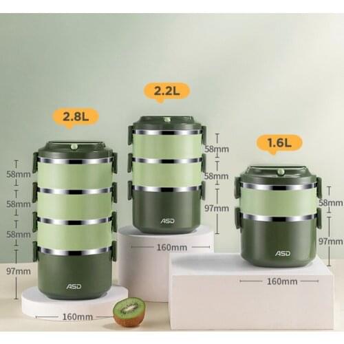 Multi Layer Lunch Box Sealed Keep Warm Portable Cute Eco Friendly Lunch Box Stainless Steel Bolsa Almuerzo Food Container DG50LB