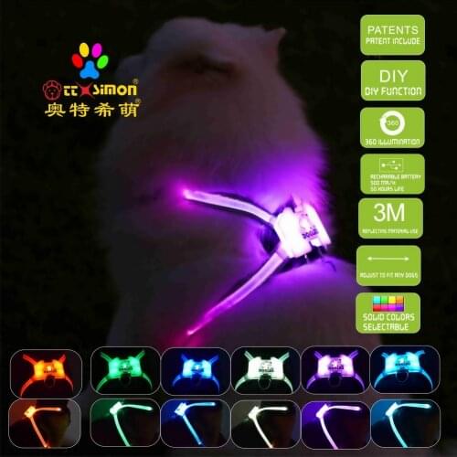 CC Simon safety dog collar led dog harness Puppy Lead Pets Vest