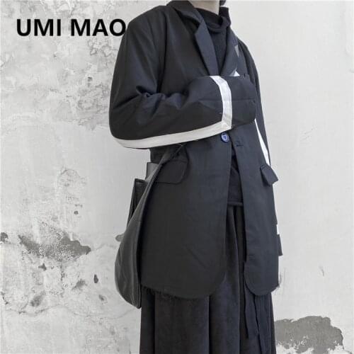 UMI MAO Yoji Yamamoto Dark Wind Designed White Cloth Stitching Small Blazer Women Suit Korean Fashion Men Jacket