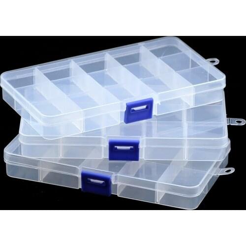 YHBZRET 15 Slots Adjustable Plastic Storage Box packaging transparent Tool Case Craft Organizer Jewelry Beads Accessories box