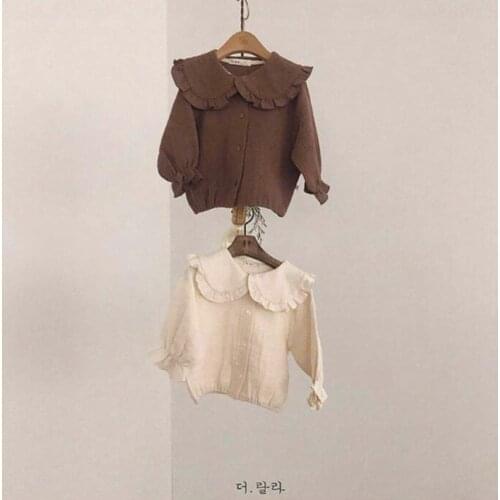 2020 Ins Korea Spring and Summer New Baby Girl Cute Solid Shirt Toddler Clothes Kids Long Sleeve Turn Down Collar Blouse 1-4Y