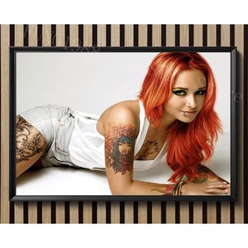 S090 Sexy Hot Redhead Beauty Girl Tattoo Wall Posters Prints Silk Art Painting For Home Bedroom Decor
