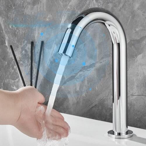 Sensor Basin Faucet Chrome Brass Bathroom Sink Faucet Single DC Basin Faucet Deck Vintage Wash Faucet Mixer Tap Crane