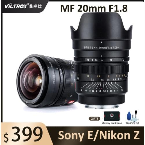 VILTROX 20mm f/1.8 ASPH Full-Frame Wide Angle-Prime Fixed Focus for Camera Sony NEX E A9 A7M3 A7R E-mount