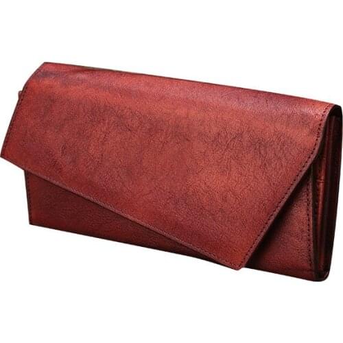 New vintage leather wallet women simple clutch bag handmade vertical female long wallet personality card holder wallets ladies