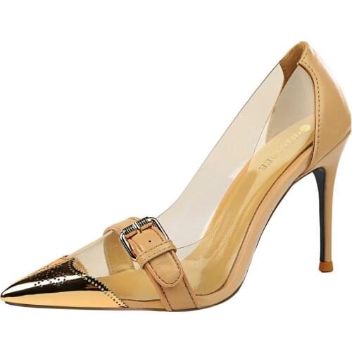 Womens High Heels Shoes Women Metal Pointed Toe Pumps Design Ladies Shoes New Arrival